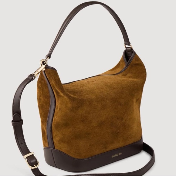 Sandro Tan and Brown Suede leather Hobo Bag - Picture 8 of 8